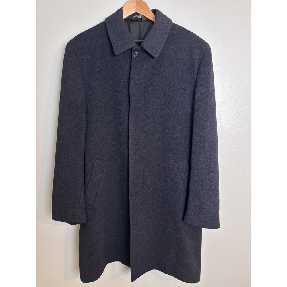 VTG Jos A Bank Overcoat Mens 42R 100% Wool Coat Luxury Old Money Classic Black